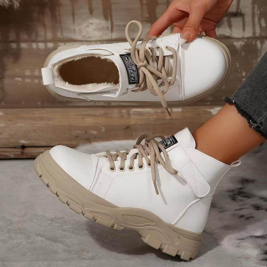 Women’s fashionable platform high-top sneakers with Velcro straps, padded comfort insole, and profile tractor heel Mune Fashion