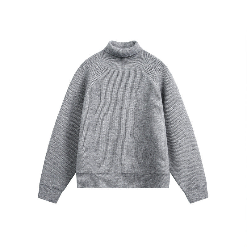 Unisex rollneck sweater made of coarse rib knit with raglan sleeves and straight hem Mune Fashion