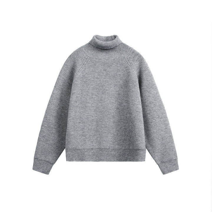 Unisex rollneck sweater made of coarse rib knit with raglan sleeves and straight hem Mune Fashion