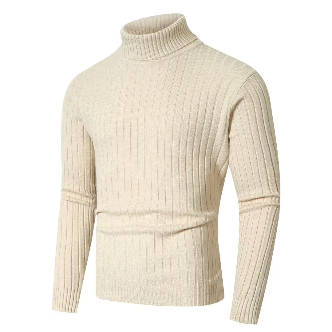 Men's fitted turtleneck sweater in ribbed fine knit Mune Fashion