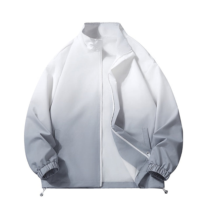 Men's lightweight gradient windbreaker jacket with stand-up collar, full zip & drawstring hem Mune Fashion