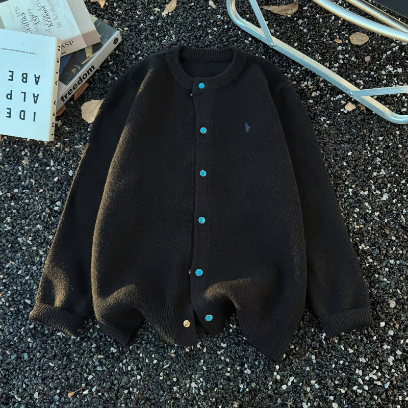 Unisex Oversized Cardigan with Snap Placket, Ribbed Hem and Mélange Look Mune Fashion
