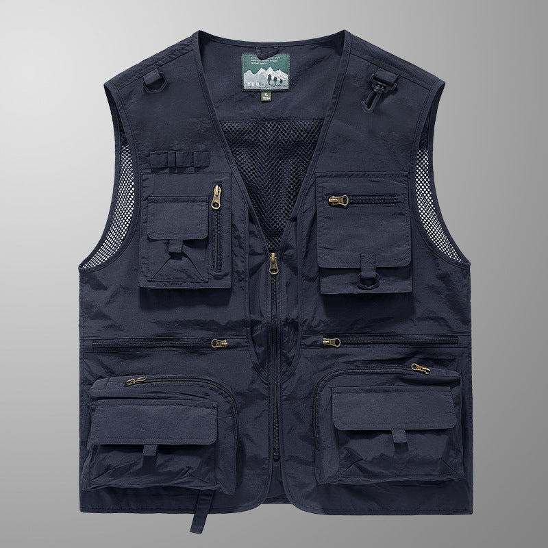 Men's Multi-Functional Outdoor Vest with Mesh Ventilation and Multiple Pockets Mune Fashion
