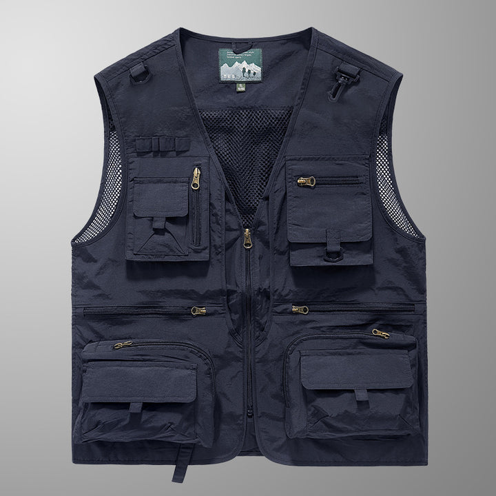 Men's Multi-Functional Outdoor Vest with Mesh Ventilation and Multiple Pockets Mune Fashion