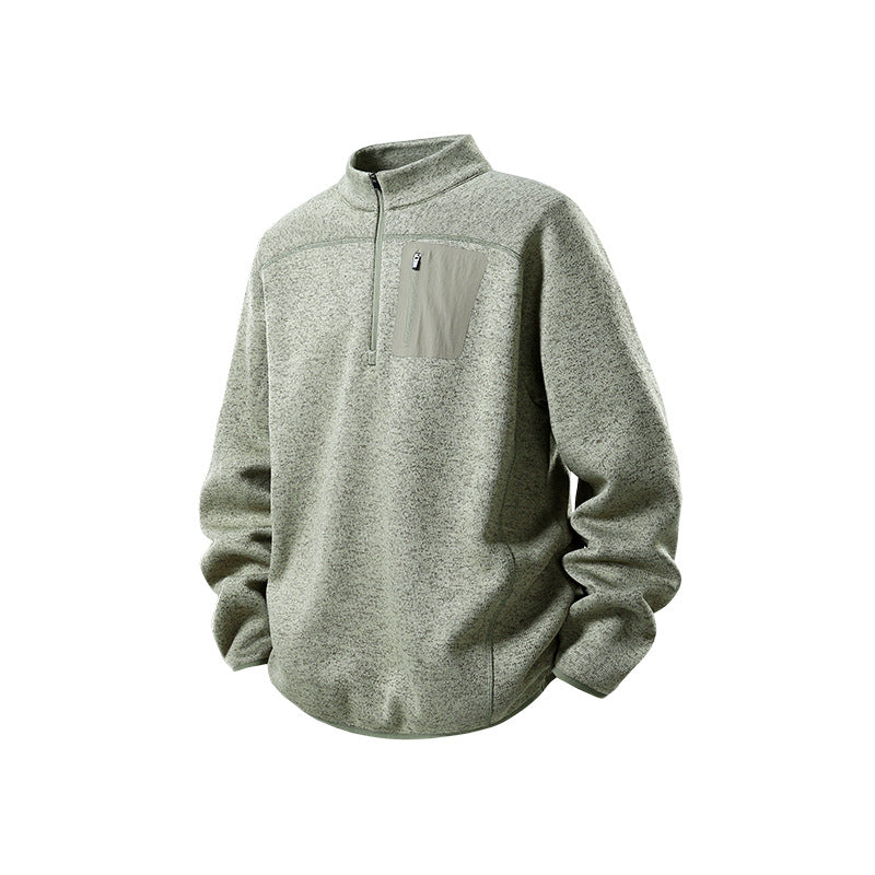 Herren Halbzip-Fleecepullover mit Brustreißverschlusstasche und Stehkragen Mune Fashion