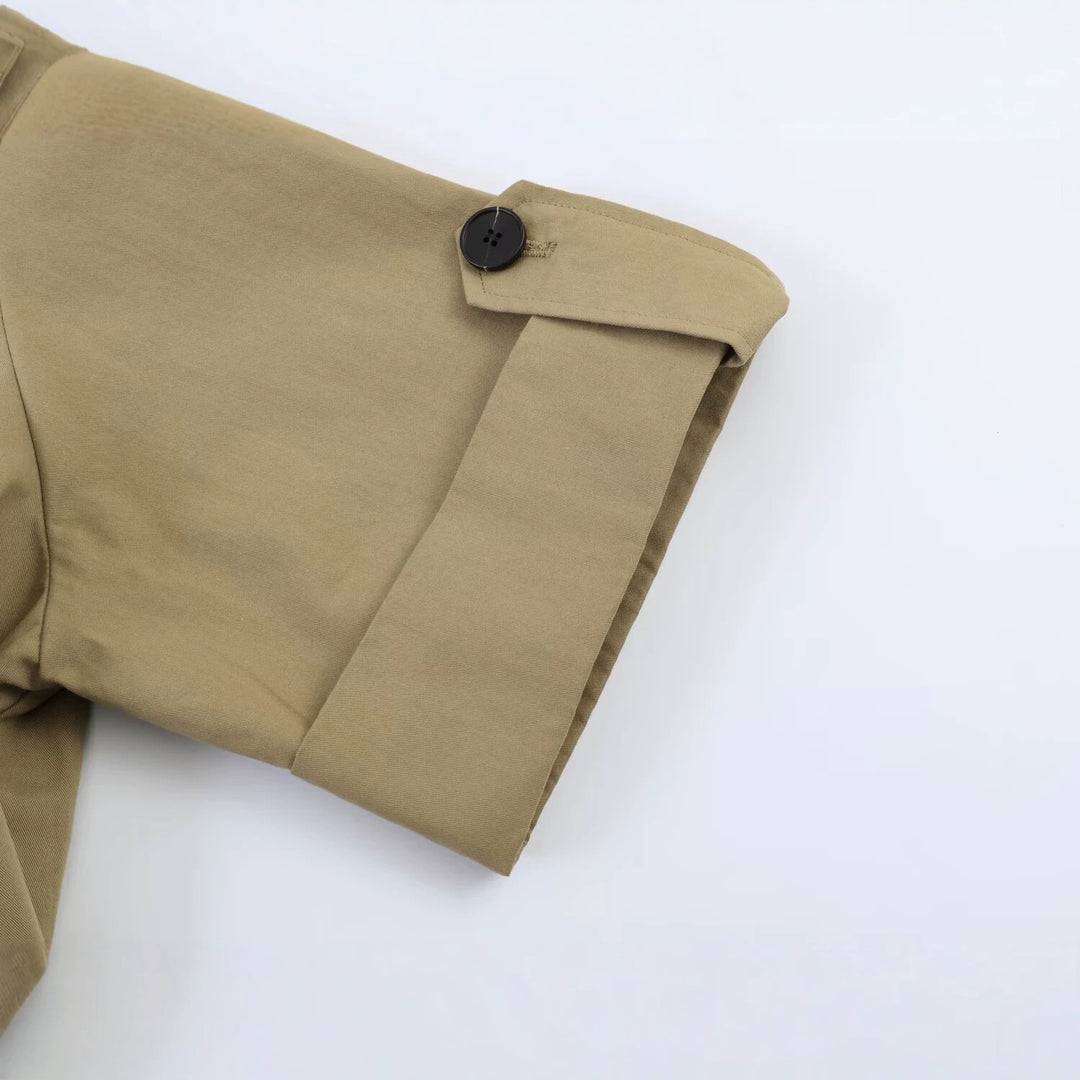 Women Cropped Double Breasted Trench Cape in Boxy Cut Mune Fashion