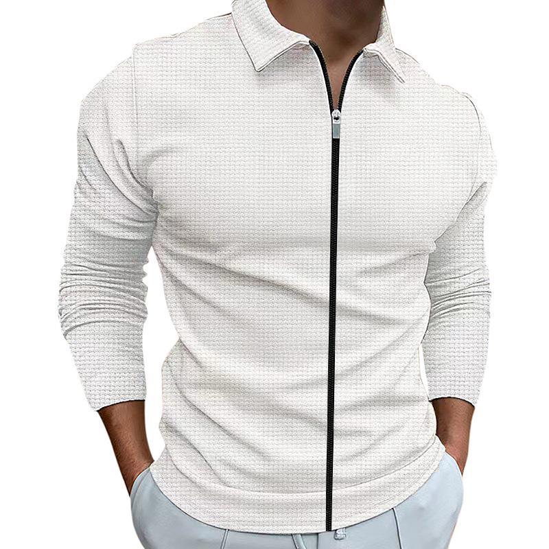 Men's tailored structured shirt jacket with turn-down collar and contrasting center zipper Mune Fashion