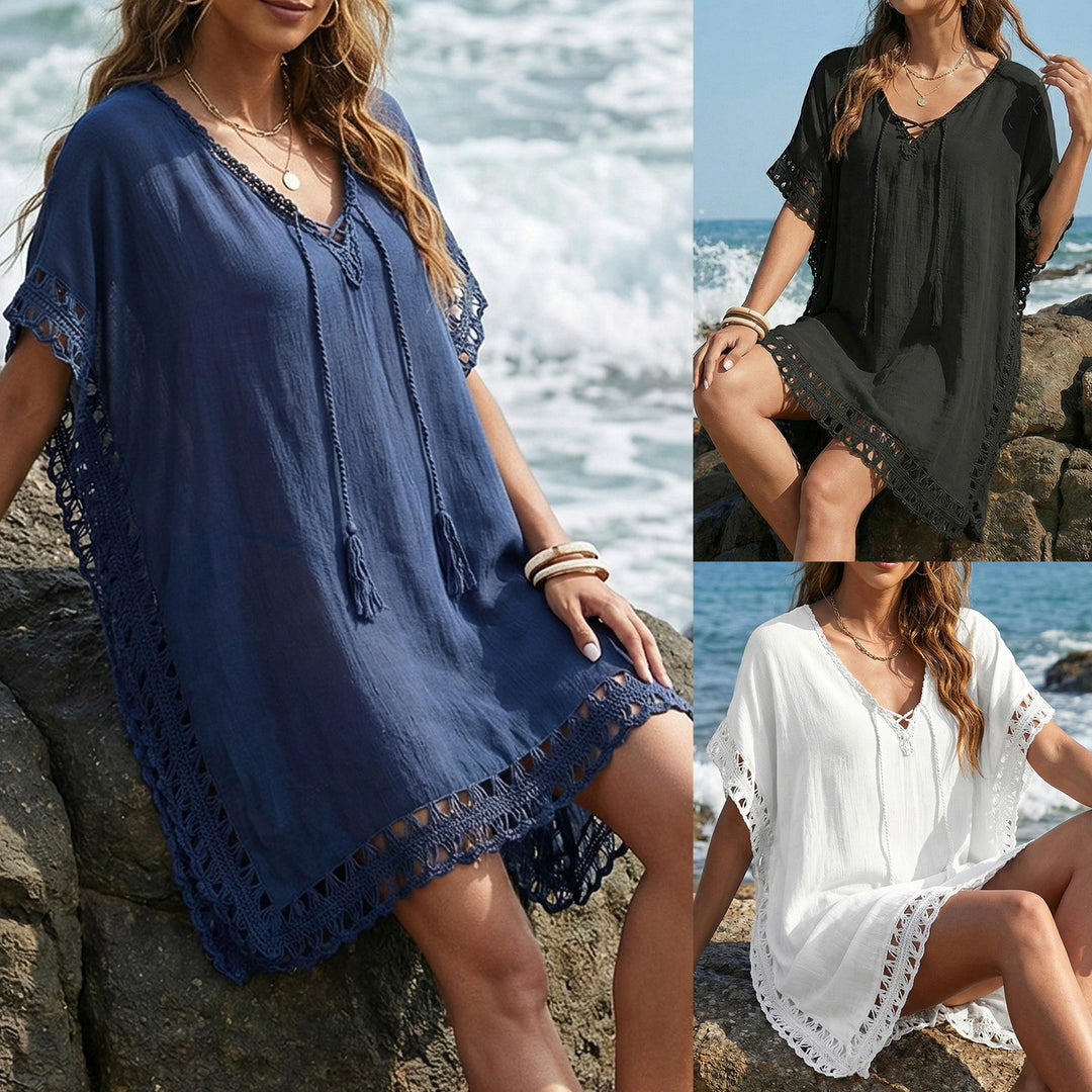 Women's light beach cover-up with fringed hem Mune Fashion