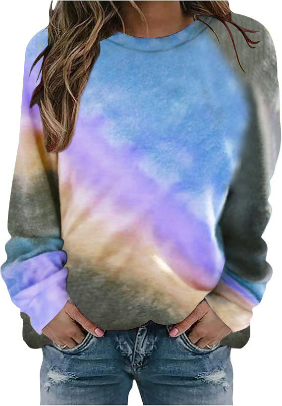 Women's Oversize Batik Sweatshirt with Round Neck and Soft Ribbed Cuffs Mune Fashion