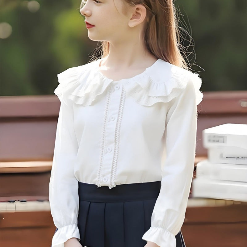 Women's blouse with ruffle details and romantic puff sleeves Mune Fashion