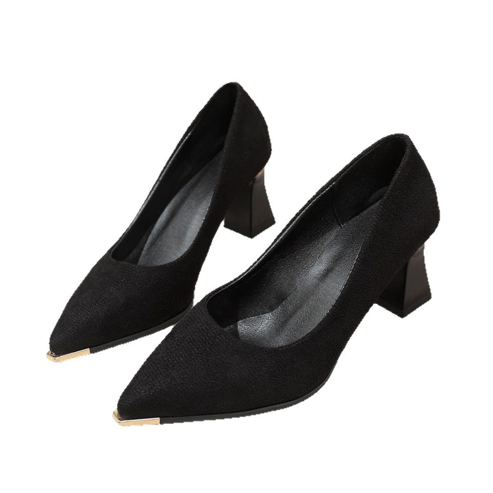 Women's elegant pointed-toe pumps with textured suede upper material and sculptural block heel Mune Fashion