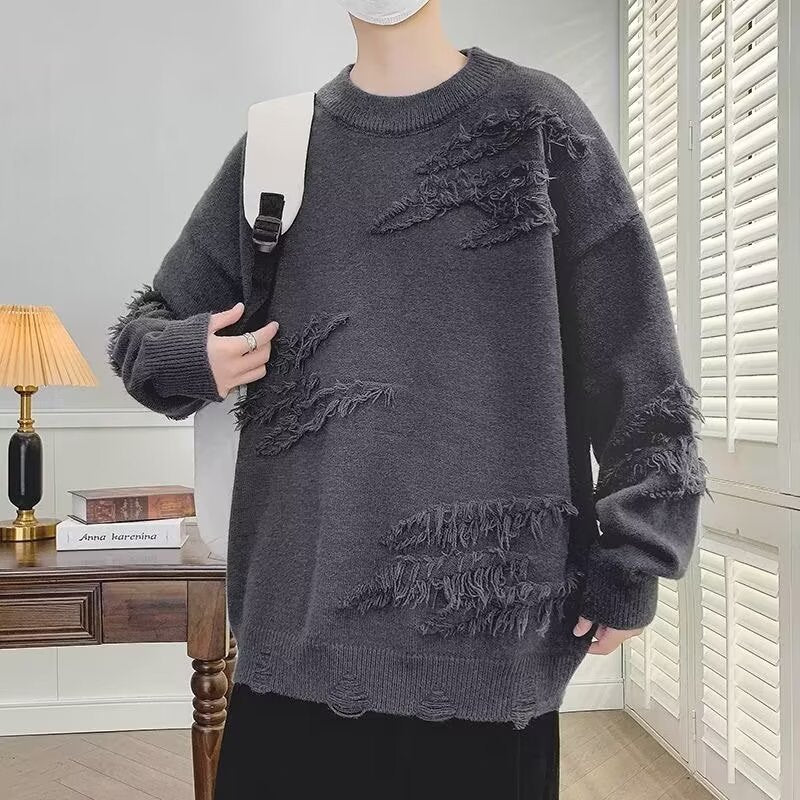 Women Fashionable Chunky Knit Sweater with Fringes Mune Fashion