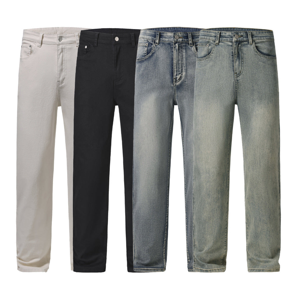 Men's straight cut vintage denim jeans with a relaxed fit and faded finish Mune Fashion