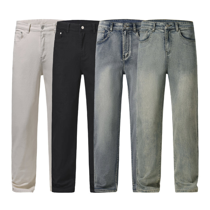 Men's straight cut vintage denim jeans with a relaxed fit and faded finish Mune Fashion