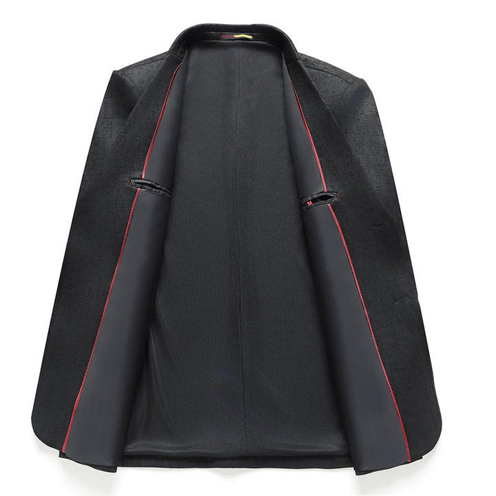 Men's blazer made of textured jacquard wool blend with two-button cut and patch pockets Mune Fashion
