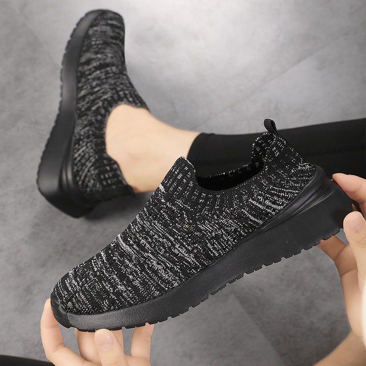 Women nan sock-like comfort slippers with textured knit upper material and cushioned EVA wedge sole Mune Fashion