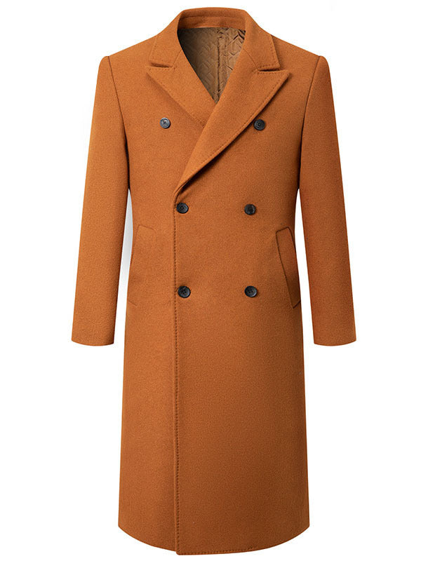 Men's double-breasted long wool coat with quilted lining Mune Fashion