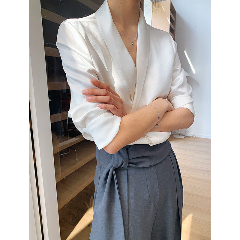Women Luxurious Satin Blouse Mune Fashion