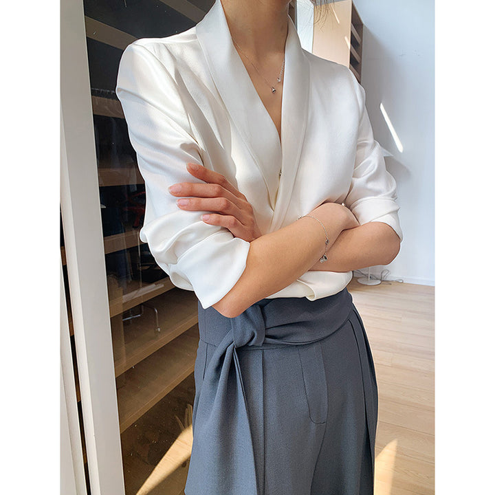 Women Luxurious Satin Blouse Mune Fashion