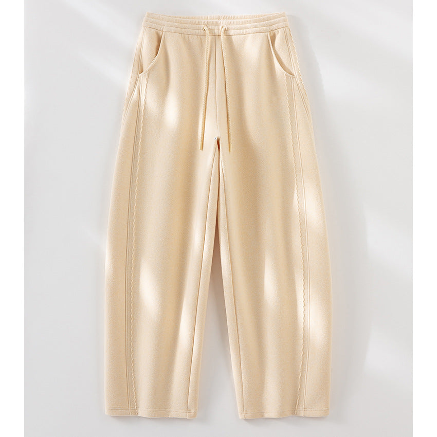 Women's Soft High-Waist Jogging Pants made of Teddy Fleece with Wide Leg and Drawstring Mune Fashion