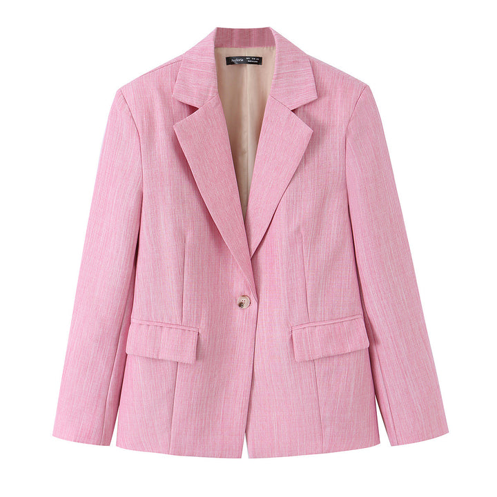 Women's Two-Piece Business Set with Fitted Single-Button Blazer and Wide Pleated Pants Mune Fashion