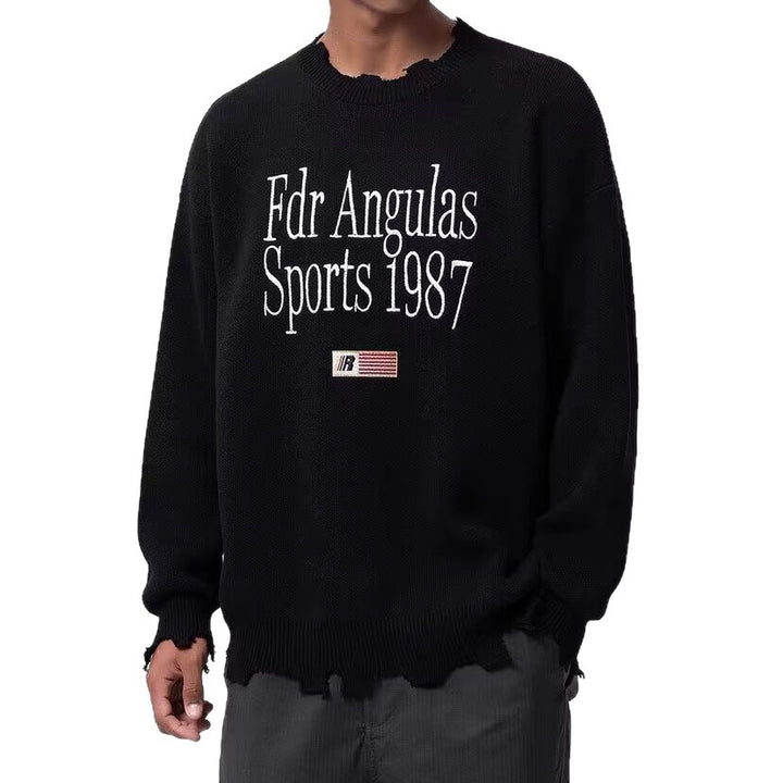 Men's chunky knit sweater with unique graphic design Mune Fashion