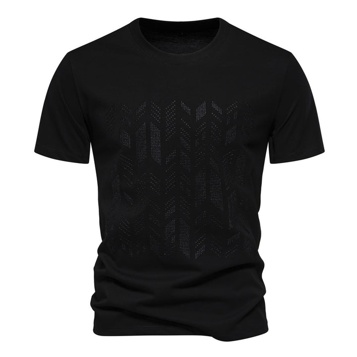 Men's round neck shirt made of cotton blend with geometric laser perforation and straight cut Mune Fashion