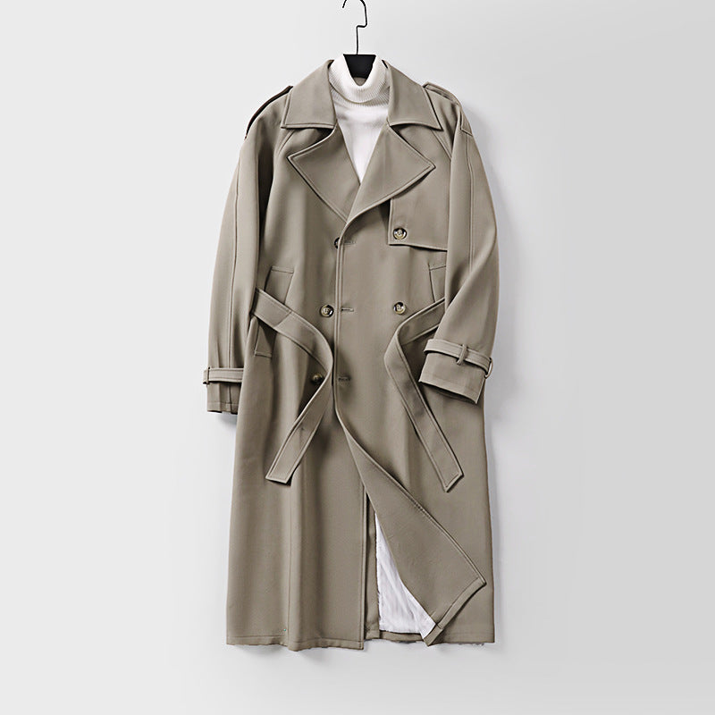 Women Double-Breasted Oversized Trench Coat with Wide Shawl Collar and Belt Mune Fashion