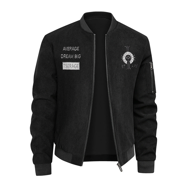 Men's Fashionable Bomber Jacket with Embroidery Mune Fashion