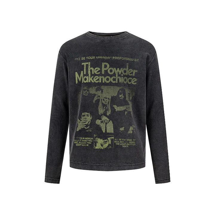 Women's Vintage Graphic Sweatshirt with Used Wash, Crew Neck and Relaxed Fit Mune Fashion