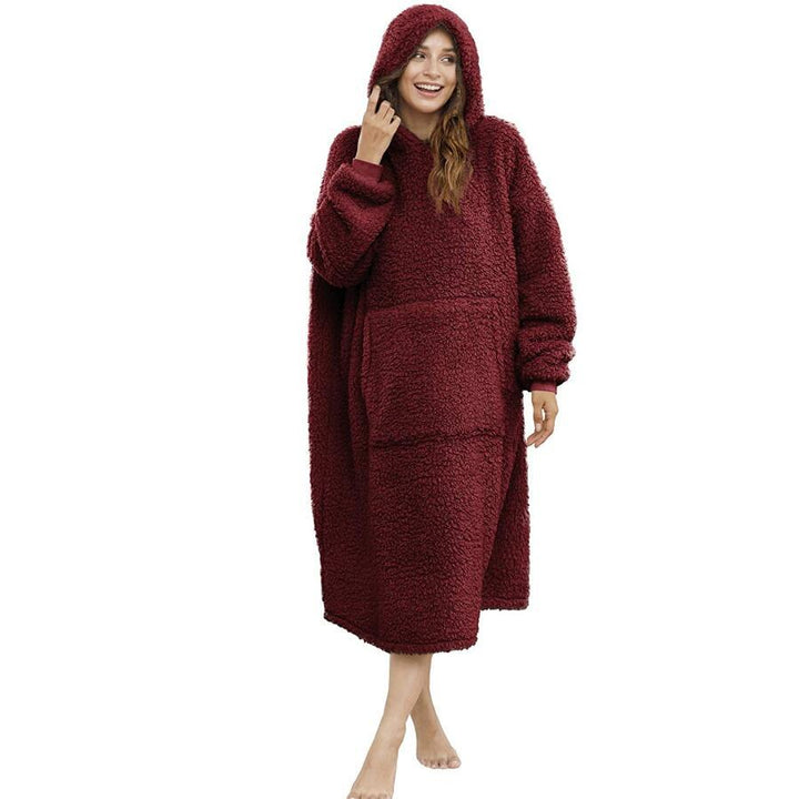 Men's oversized Sherpa bathrobe with hood and practical side pockets Mune Fashion