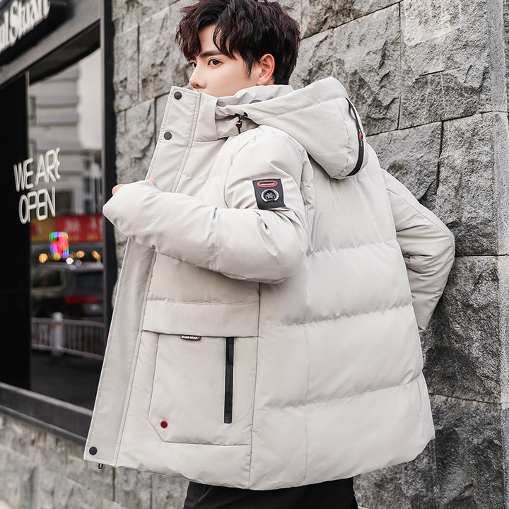 Men's padded parka with hood, high stand-up collar and utility pockets Mune Fashion