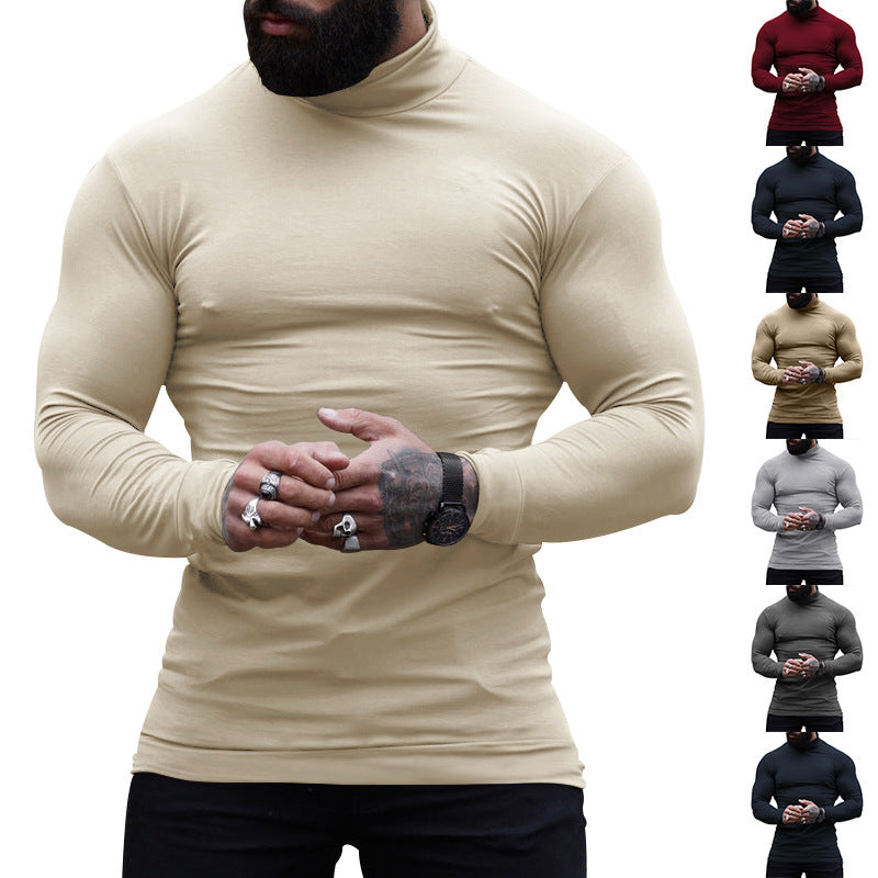 Men's Slim Fit Turtleneck Fine Knit Shirt with Stretch Comfort Mune Fashion