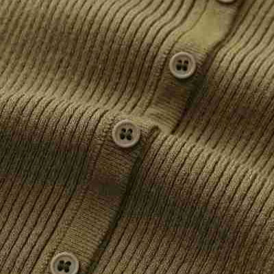 Women's Ribbed Fine Knit Cardigan with Deep V-Neck and Button Placket Mune Fashion
