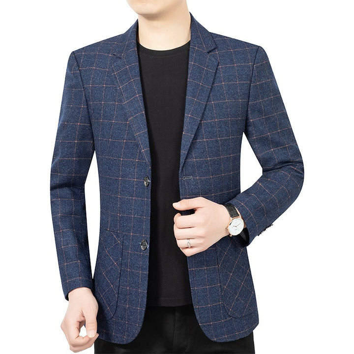 Men's Checked Slim-Fit Blazer Made of Wool Blend Mune Fashion