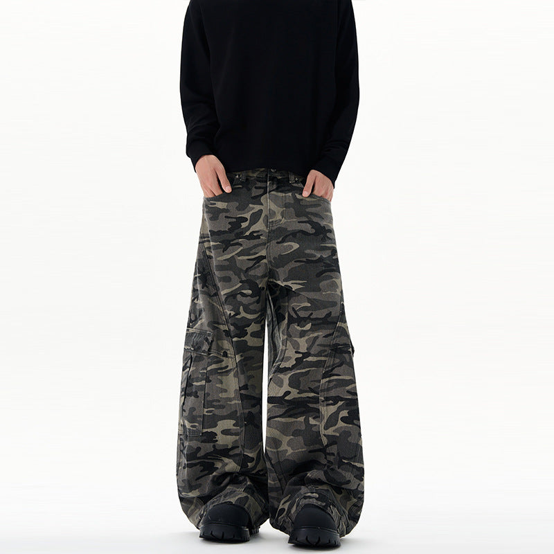 Men's Ultra Wide Cargo Pants in Baggy Cut with Low Crotch Mune Fashion