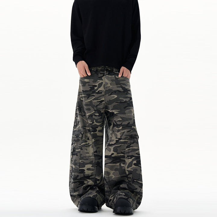Men's Ultra Wide Cargo Pants in Baggy Cut with Low Crotch Mune Fashion