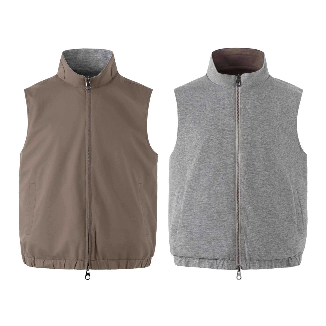 Unisex Reversible Padded Vest with High Stand-Up Collar and Elastic Hem Mune Fashion