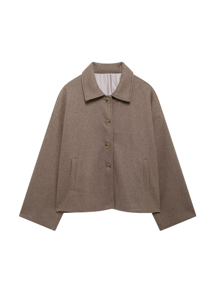 Women's Oversize Wool Blend Jacket with Large Decorative Buttons and Wide Cuffs Mune Fashion