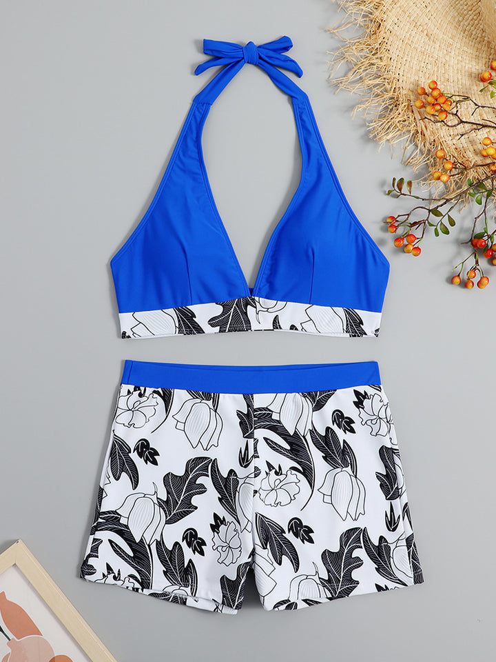 Ladies triangle bikini with floral shorts design Mune Fashion