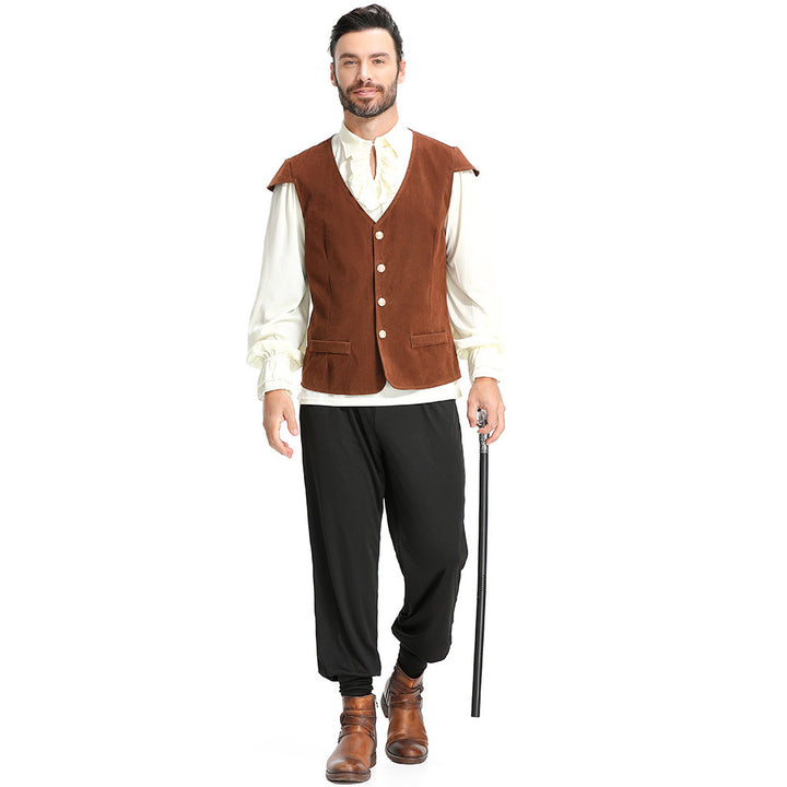Men's classic Victorian waistcoat with V-neck and decorative buttons Mune Fashion