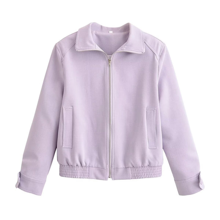 Women's Two-Piece Neoprene-Look Leisure Set with Cropped Blouson and High-Waist Pants Drune