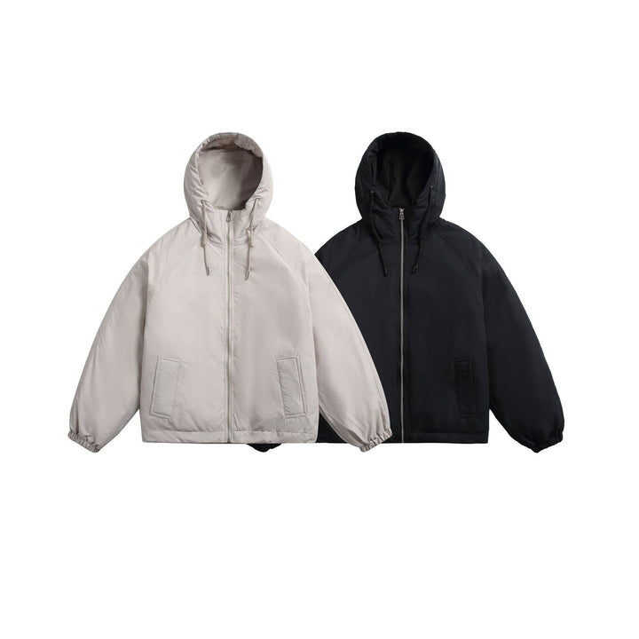 Unisex Short padded hooded jacket in boxy cut with elastic hem Mune Fashion