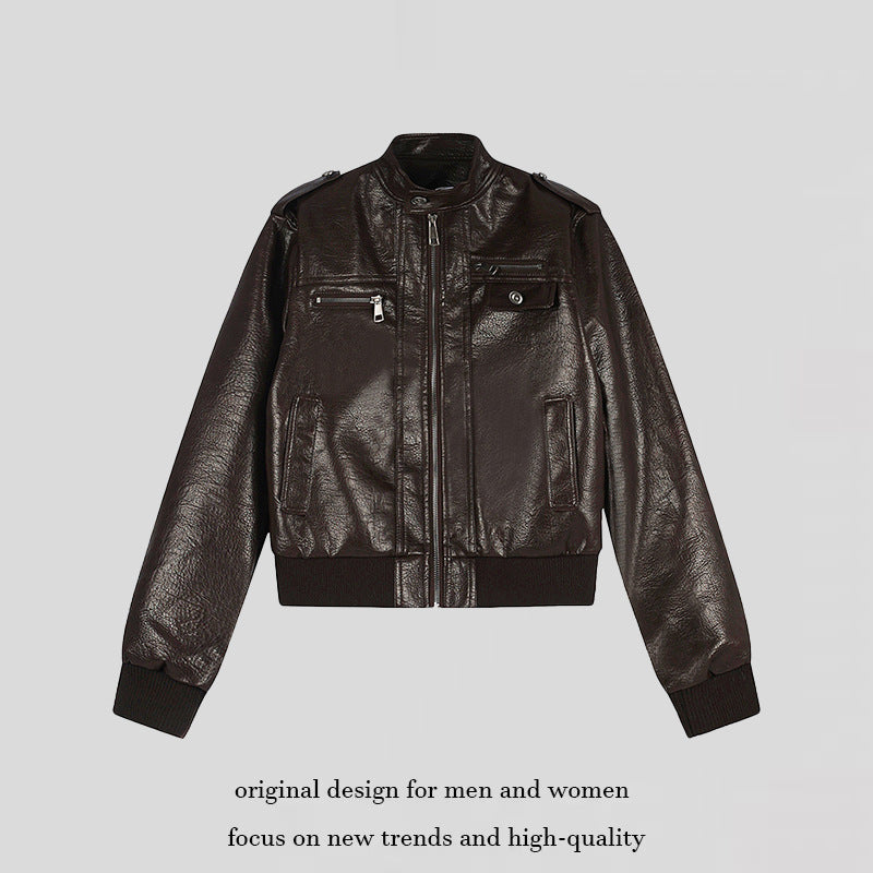 Men's Leather Look Bomber Jacket Mune Fashion