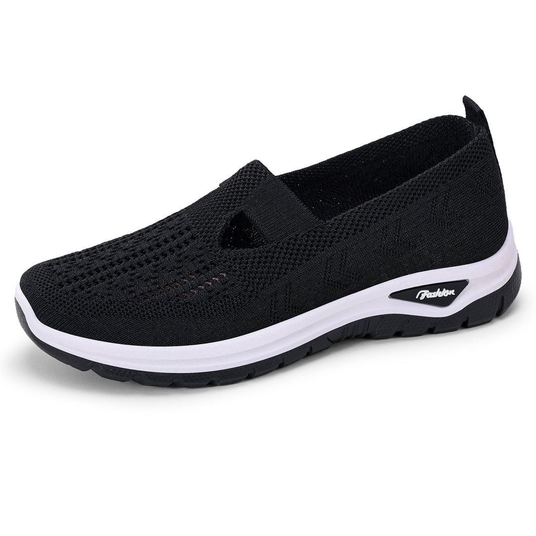 Ladies knitted slip-on sneakers with breathable upper material and shock-absorbing profile sole Mune Fashion