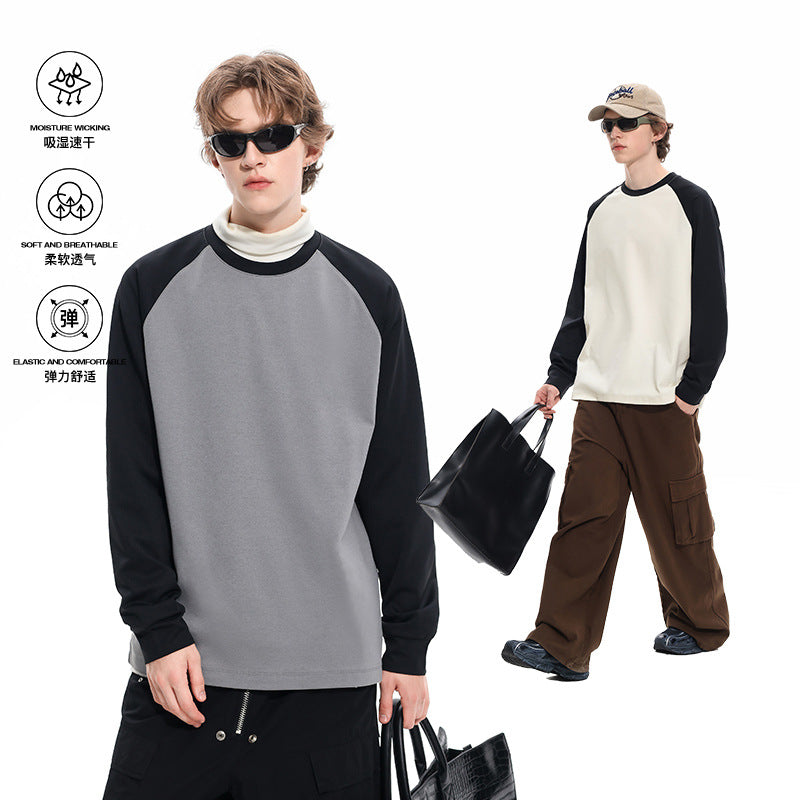 Men's Oversize Raglan Sweatshirt with Color Blocking and Ribbed Cuffs Mune Fashion