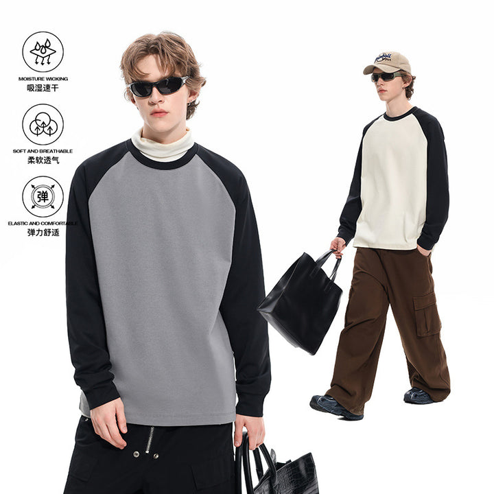 Men's Oversize Raglan Sweatshirt with Color Blocking and Ribbed Cuffs Mune Fashion