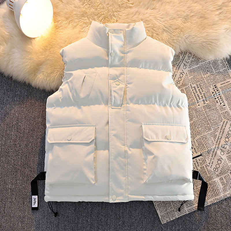Men's quilted padded gilet with utility pockets, drawstring hem & stand collar Mune Fashion