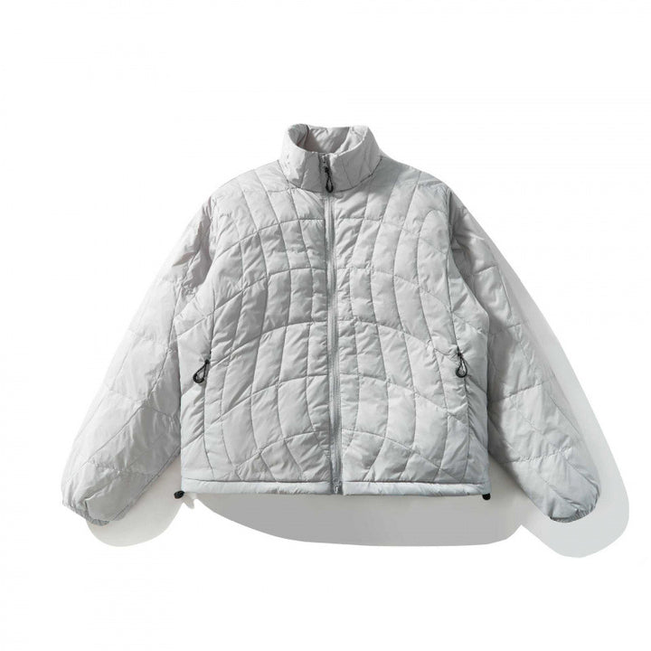 Unisex Ultralight Quilted Short Jacket with Geometric Quilting, Stand-up Collar and Drawstring Hem Mune Fashion