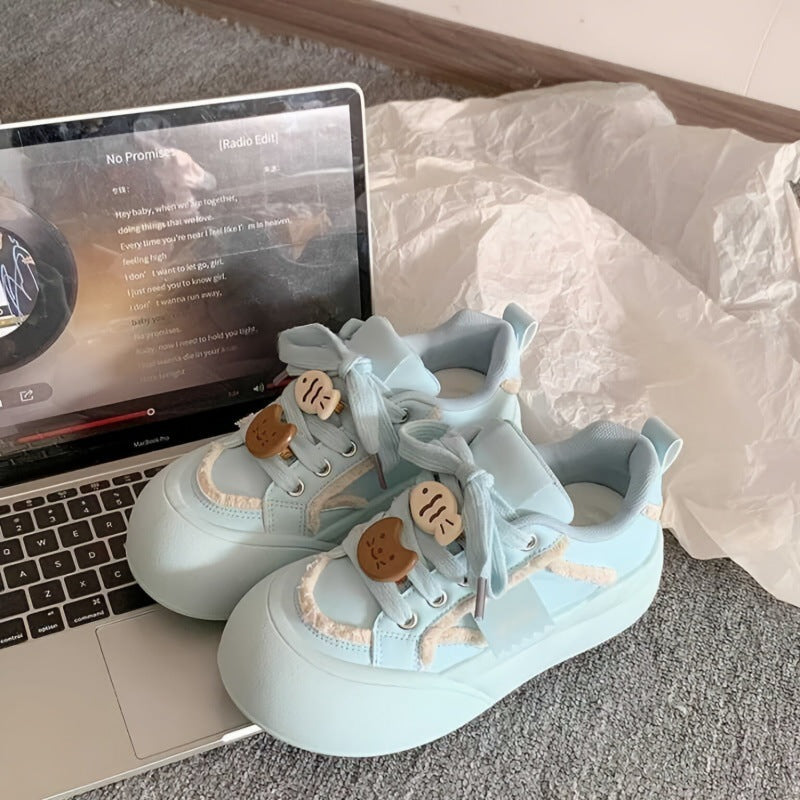 Women's Comfortable Sneakers with Bulky Sole and Playful Lace Details Mune Fashion
